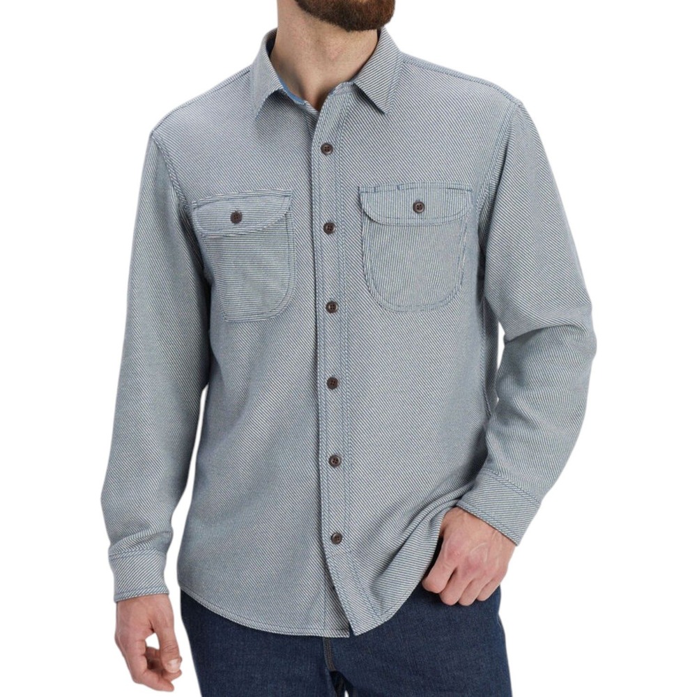 Duluth Trading Woodsy Flannel Shirt Mens Large Blue Cotton Relaxed Fit‎ Textured